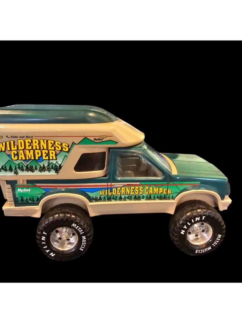 VTG 2 Nylint Ford 4 X 4 Toy Trucks Wilderness Camper With Boat Green 90s